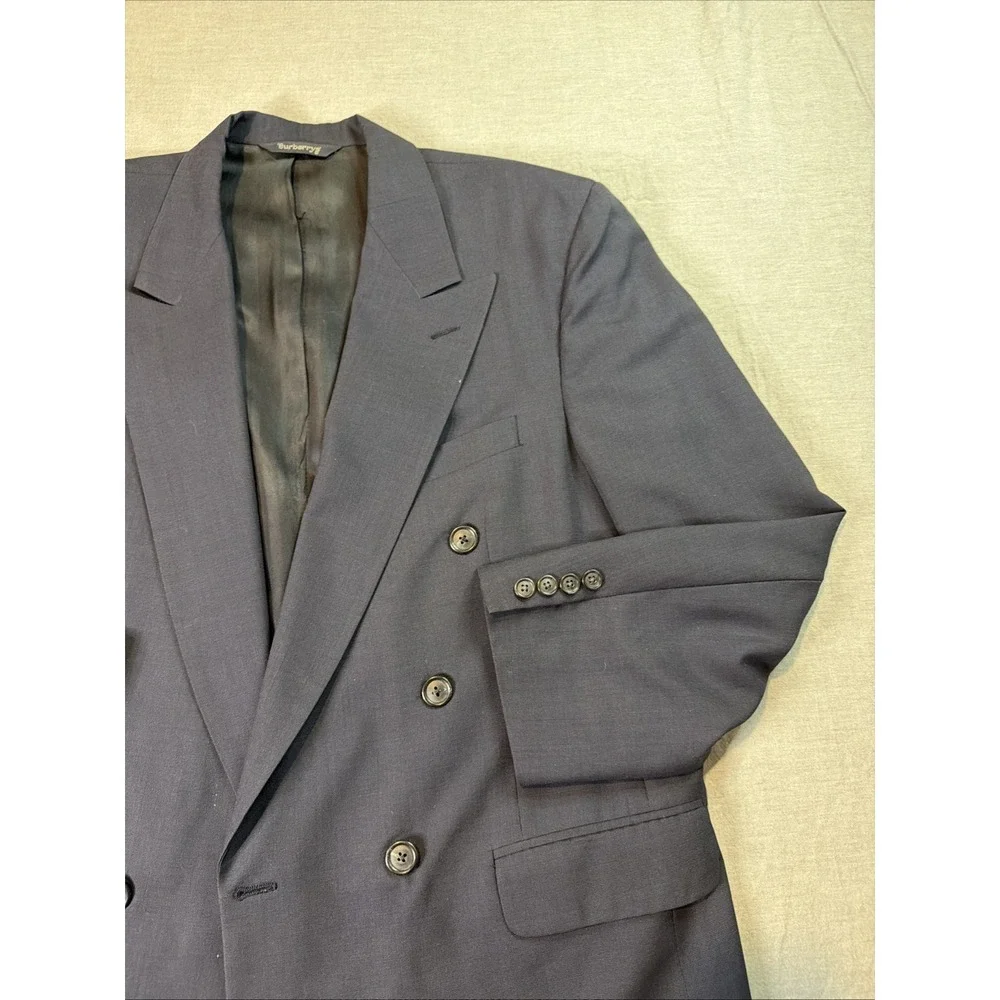 VTG Burberrys Blazer‎ Mens Sz 44R Blue Wool Double Breasted Made USA 80s Jacket